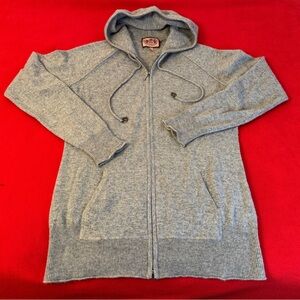 Juicy Couture Cashmere Zip Up Gray Hoodie Sweater Heart Detail Size XL EUC